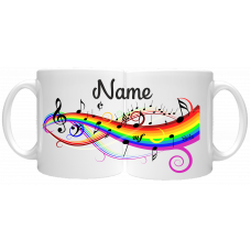 Rainbow Musical Score Notes 11oz Personalised Mug 