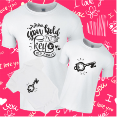 Key / You Hold the Key to my Heart Twinning Family T-Shirt Set